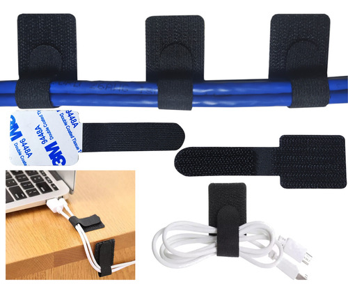 Organizador Cables Adhesivo Velcro X 10 Und