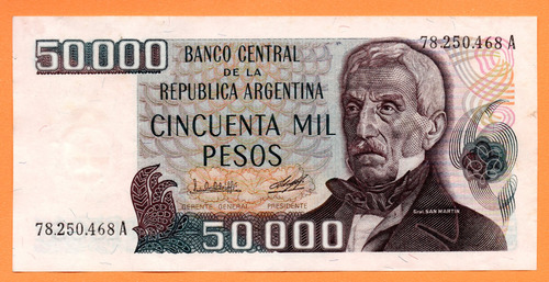 Billete 50000 Pesos Ley, Bottero 2498, Año 1980 Exc- 