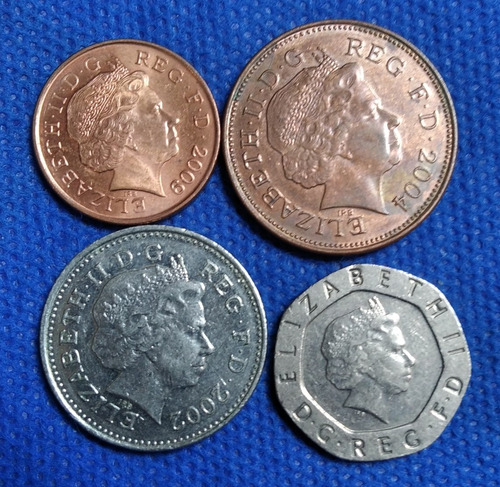 4 Monedas Pence De Reino Unido, Excelente Estado 