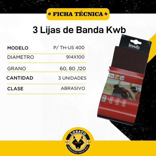 Imagen 2 de 10 de Pack Set De 3 Lijas De Banda 100 X 915mm Einhell Tc-us 400