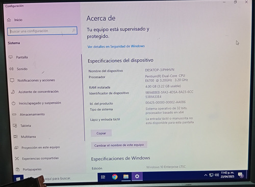 Cpu Acer Dual Core 4gb Ram 500gb Hdd Windows 10 (Usado)