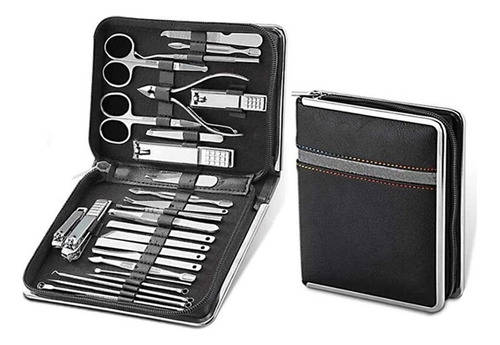 Nail Clipper Kit Manicure Portable Case Tweezers Scissors .