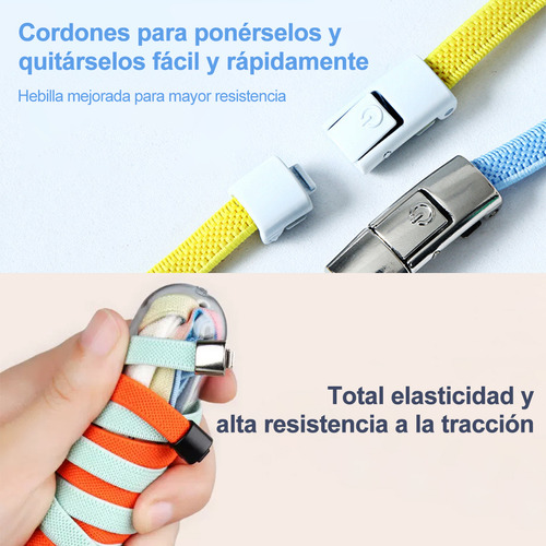 Lazy agujetas sin nudo elásticas hebilla metal 4 pares negro blanco azul cielo beige awvuq 4625