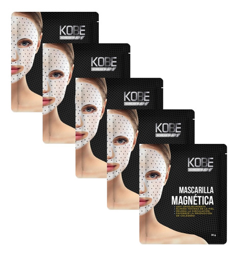 Mascarilla Facial Magnética Kobe Antienvejecimiento 5 Pzs