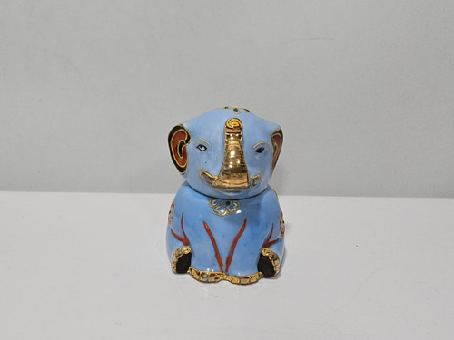Antiguo Tintero De Escritorio Porcelana Elefante Japon (Usado)