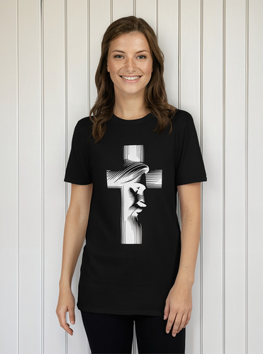 Playera Cristiana Cruz Con Rostro.