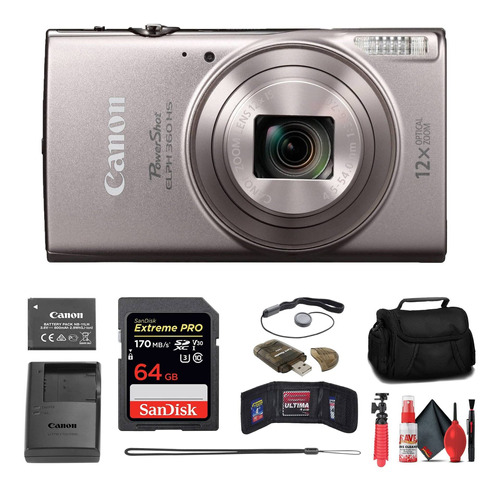 Canon Power-shot Elph 360 Hs Camara Digital Plateada + 64