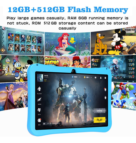 Tablet Para Niños A9+ 11.6'' Con Funda Android 13 12+512gb