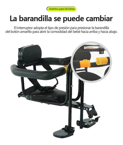 Asiento Para Bebé Seguridad En Bicicleta Delantera Antichoc Negro