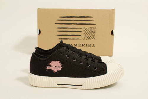 Imagen 5 de 8 de Zapatillas Urbanas Mujer Lona Negra Chatitas Dama