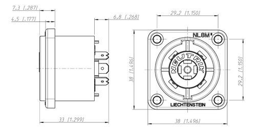 Conector Speakon 8 Contactos Macho A Chasis Neutrik Nl8mpr