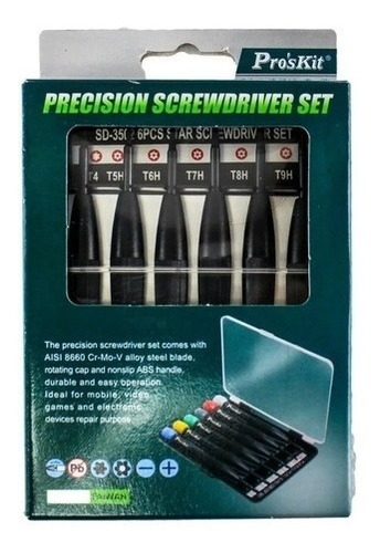 Kit Set Destornillado Torx Proskit Reparación Sd-3502 6 Pzas