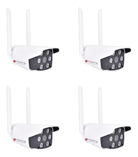 Kit X4 Camaras Seguridad Ip Exterior Hd Con Audio Wifi Noctu