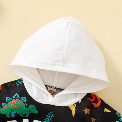 Conjunto Casual De Manga Larga Para Niños Con Estampado Negro 6-9 M