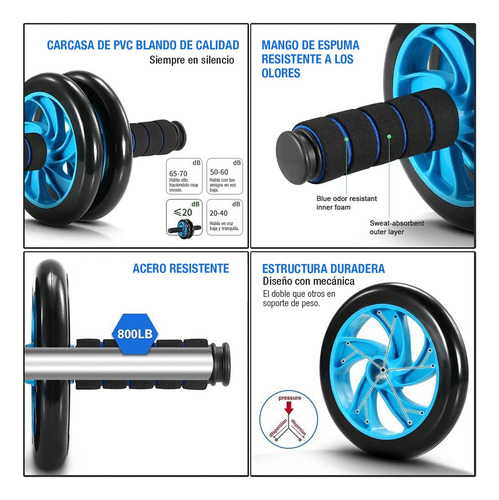 Kit Ejercicio 12 Rodillo Abdominal Barras Push-up Ejercitado