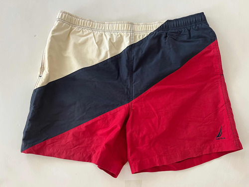 Short De Baño Náutica Beige Azul Y Bordo Poco Uso