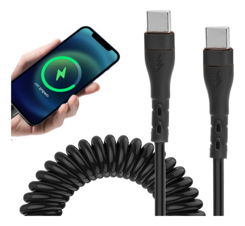 Cable Tipo C A Tipo C Resorte 120w Carga Y Datos 1m