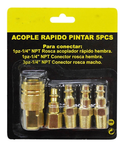 Acople Rapido Pintar Juego X 5 Pcs Para Compresor