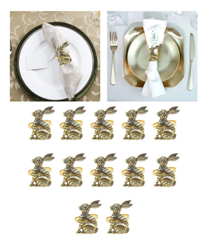 Servilleteros De Conejo De Pascua, Adorno Con Hebilla Oro