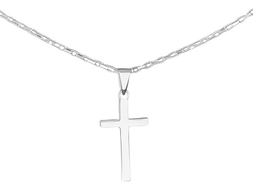Collar Unisex Dije Cruz Religioso Minimalista En Plata 950 