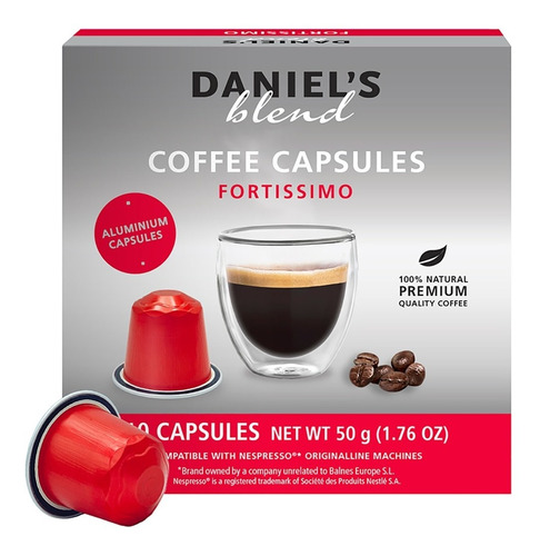 Caja 10 Capsulas sabor Fortissimo Para Nespresso Daniel's Blend aluminio