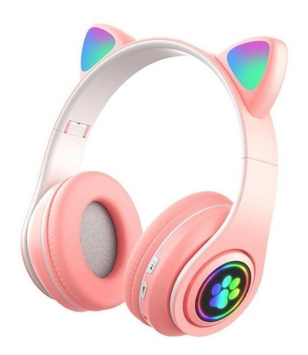 Audífonos gamer inalámbricos CAT STN-28 rosa con luz LED