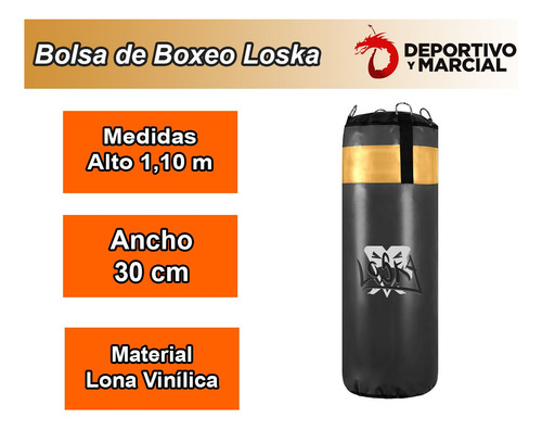 Imagen 3 de 5 de Bolsa Boxeo 1,10 M Loska Vinilica Taekwondo Karate Mma En3x