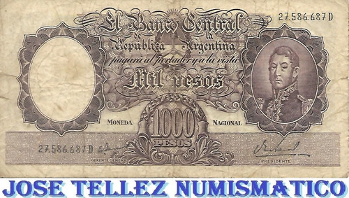 Bottero 2166 $ 1000 Moneda Nacional Serie D B-  Palermo