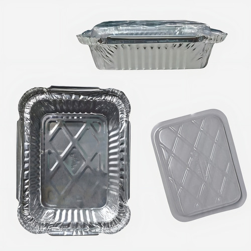 Pote Para Alimentos Hermético Almoço Embalagem Bompack Bandeja Retangular Marmita 250ml Alumínio - Kit Com 200 Unidades