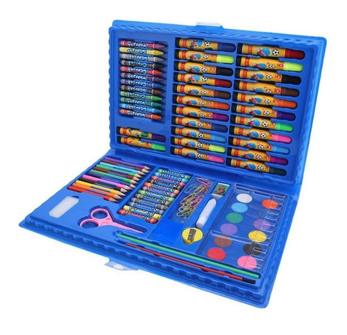 Valija Infantil Escolar 86 Piezas Lapices Crayones Acuarelas