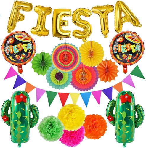 21 Piezas De Decoracion De Fiesta Mexicana Fiesta Y Cactus 