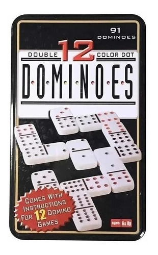 Domino Chancho 12 Juego Dominó Caja Metálica 91 Piezas Color