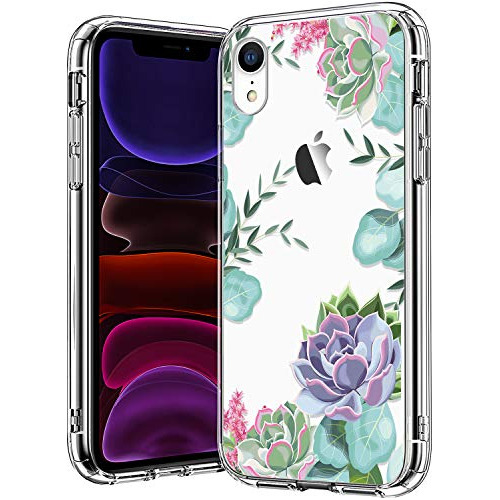 Bicol iPhone XR Case,succulents Purple Green Floral Pattern