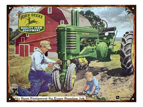 Cartel Chapa Publicidad Antigua Tractor John Deere M201