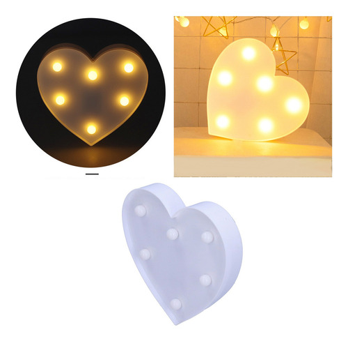 Lámpara De Decoración Led En Forma De Corazón, 6 Chips Led,