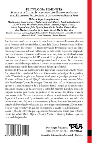 Imagen 2 de 2 de Psicología Feminista. Debora Tajer (compiladora). Topía