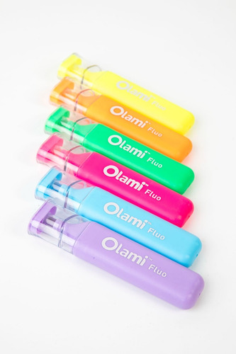 Resaltadores Fluor Chato Olami Estuche X 6 Unidades Flúor