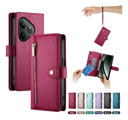 Funda Abatible For Realme Gt6 5g Con Ranuras For Tarjetas