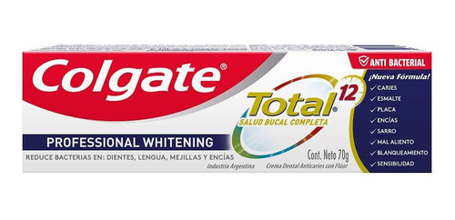Imagen 1 de 1 de Crema Dental Colgate Total 12 Professional Whitening X 70 G