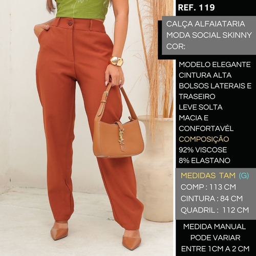 Calça Social Feminina Slim Leve Elegante Cintura Alta Barato