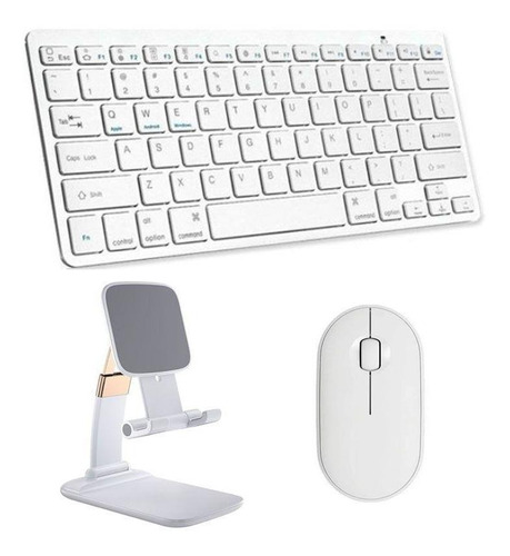 Teclado E Mouse Bluetooth, Suporte Para Tablet 10.5 Branco