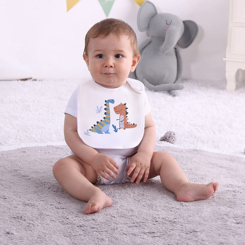 Babero De Algodon Para Bebe 3 Capas Diseño Dinosaurio 6 Pzas Dinosaurio Multicolor Unitalla