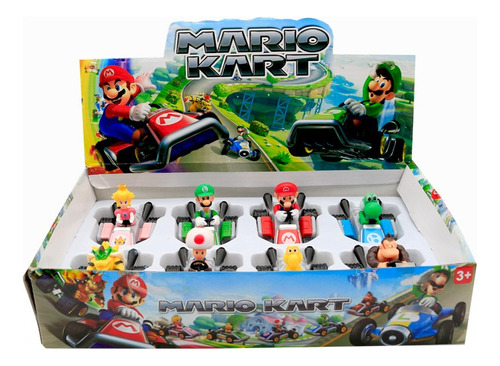 Super Mario Kart Pull Back Car Acción Figura Modelo Juguete