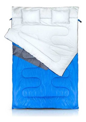 Sobre de dormir NTK Kuple double 2 in 1 23°F con diseño lisa color azul talle queen con cierre del lado izquierdo/derecho