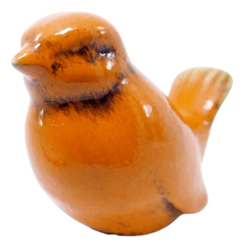 Pássaro Tataqui Pequeno Em Cerâmica Cor Laranja - Ip0254