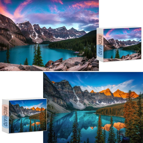 2 Pack De 1000 Piezas Moraine Lake Paisaje Y Puesta De Sol P