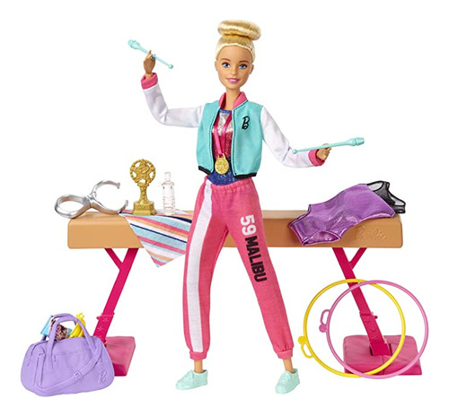 Juego De Gimnasia Barbie: Muñeca Barbie Con Función