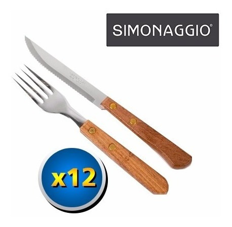 Set 24 Cubiertos:12 Tenedor + 12 Cuchillo Simonaggio Cocina