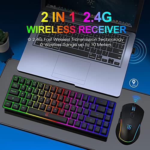 Snpurdiri 60% Wireless Gaming Keyboard And Mouse Combo, Bate