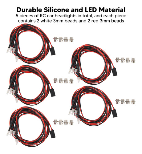 4 Luces Led Rc Para Coche, 5 Unidades, Led Frontales, 7,4 V,